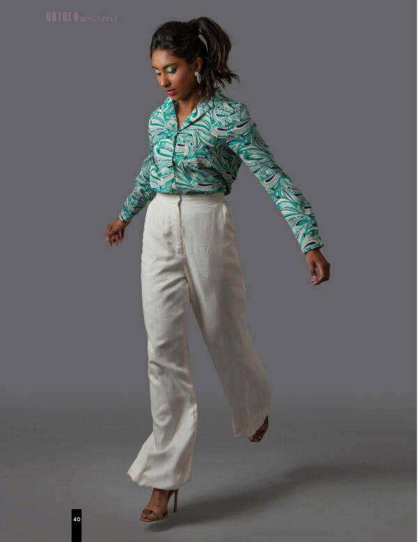 Model Imandi Pele in Retro 1960s outfit, for Untold magazine, by Lance Burkitt Fashion beauty Portrait Photography